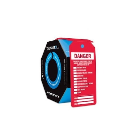 Accuform Danger, PF-Cardstock, 6-5/8 in Width, 3-5/8 in Height TAR308